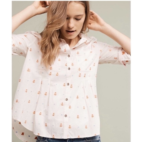Anthropologie Maeve Miette Teepee Embroidered Button Down Shirt - Picture 1 of 10